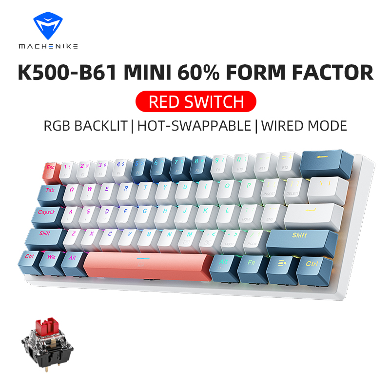 Keyboard Gaming Blue Switch - K500-B61 Machenike Mini Keybaord mecánico 60%