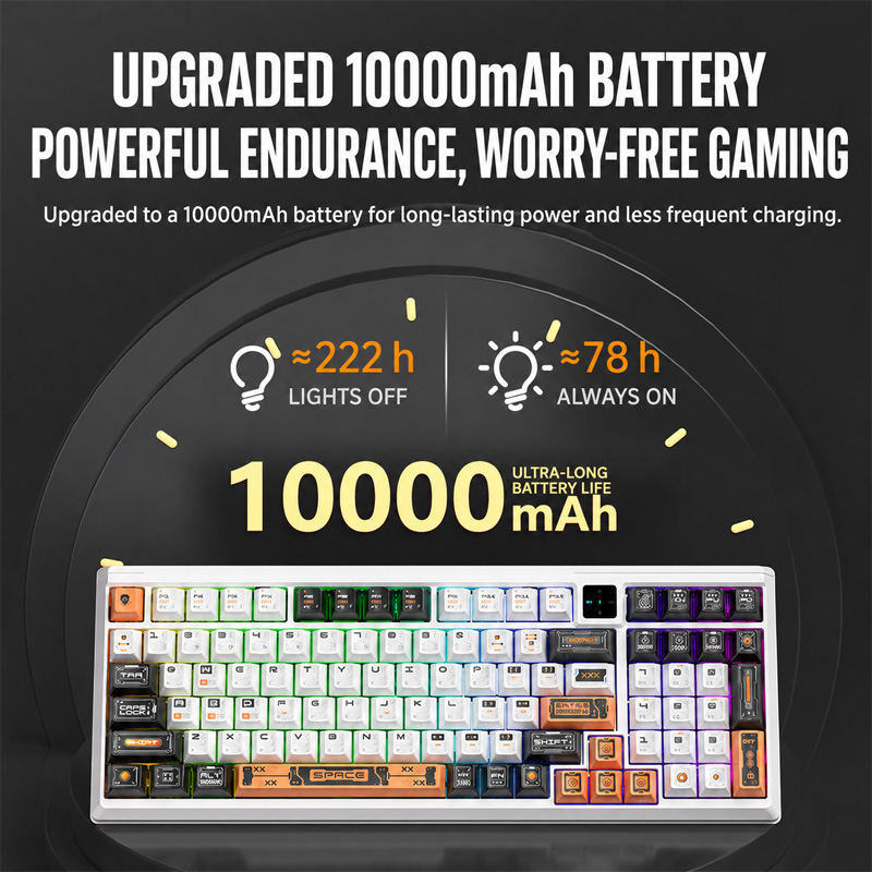 Gaming Keyboard No Noise - Teclado Mecánico Inalámbrico de Tres Modos