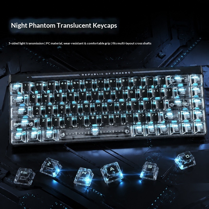 Keyboard Gaming Black - Teclas Retroiluminadas Transparentes, Altura OEM, Material