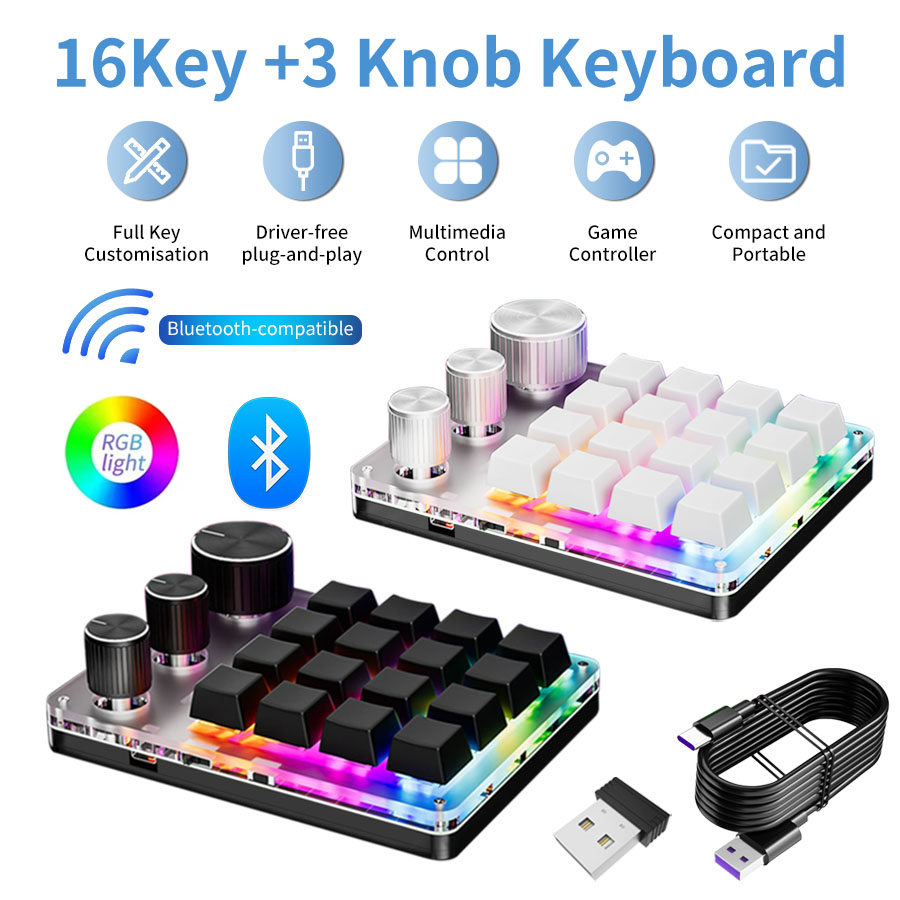 Gaming Keyboard Mini Mechanical - Macro de programación inalámbrico por Bluetooth,