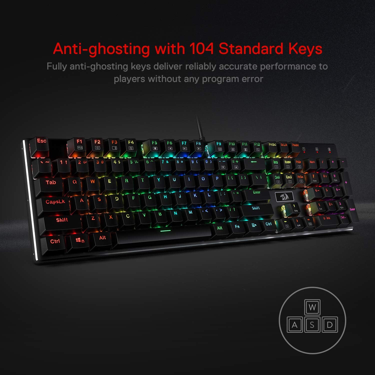 Redragon-Teclado mecánico para - Gaming Keyboard No Noise reseña y precio